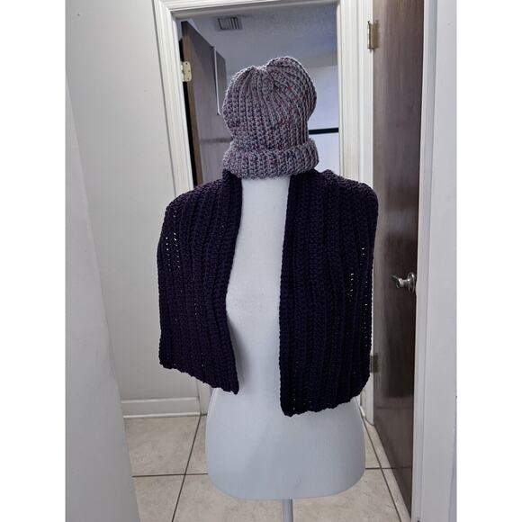 Handmade Accessories - Handmade Crochet Women’s Purple Scarf And Beanie 40 X 7.5